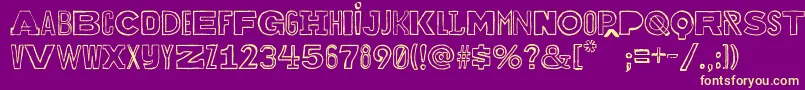 Bakuninoutline Font – Yellow Fonts on Purple Background