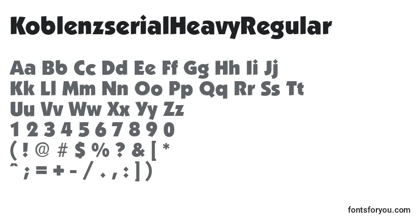 A fonte KoblenzserialHeavyRegular – alfabeto, números, caracteres especiais