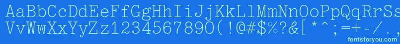 Optimusc Font – Green Fonts on Blue Background
