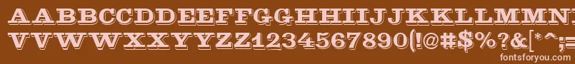 Goldmine-fontti – vaaleanpunaiset fontit ruskealla taustalla