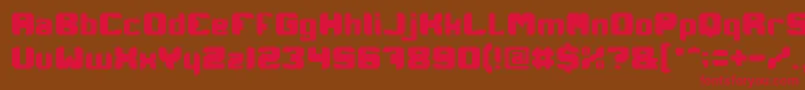 フォントIAmARobot – 赤い文字が茶色の背景にあります。