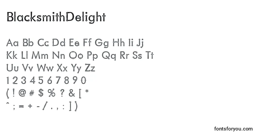 Schriftart BlacksmithDelight – Alphabet, Zahlen, spezielle Symbole