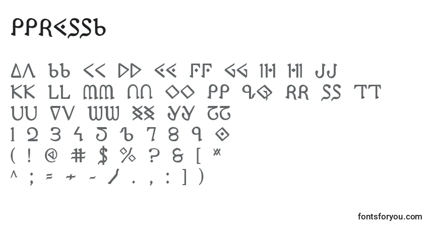 Schriftart Ppressb – Alphabet, Zahlen, spezielle Symbole