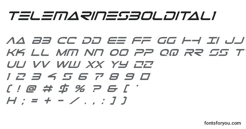 Czcionka Telemarinesboldital1 – alfabet, cyfry, specjalne znaki
