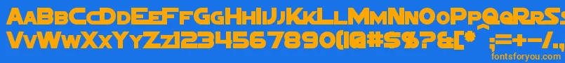 SigmaFiveMarqueeBold-Schriftart – Orangefarbene Schriften auf blauem Hintergrund
