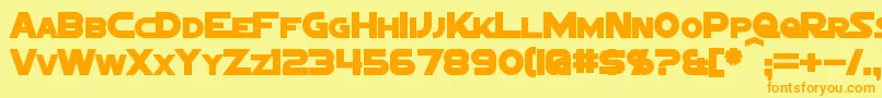 フォントSigmaFiveMarqueeBold – オレンジの文字が黄色の背景にあります。