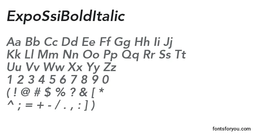 Czcionka ExpoSsiBoldItalic – alfabet, cyfry, specjalne znaki