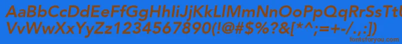 フォントExpoSsiBoldItalic – 茶色の文字が青い背景にあります。