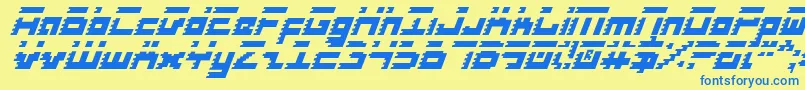Czcionka RoidRageItalic – niebieskie czcionki na żółtym tle
