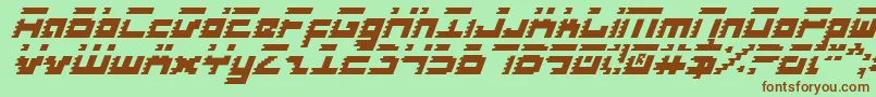 Fonte RoidRageItalic – fontes marrons em um fundo verde