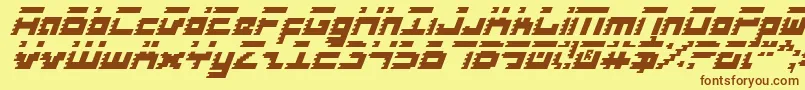 RoidRageItalic-fontti – ruskeat fontit keltaisella taustalla