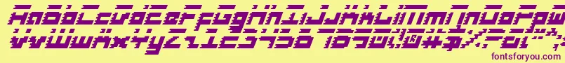 RoidRageItalic-fontti – violetit fontit keltaisella taustalla