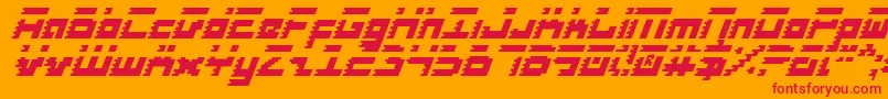 RoidRageItalic-Schriftart – Rote Schriften auf orangefarbenem Hintergrund