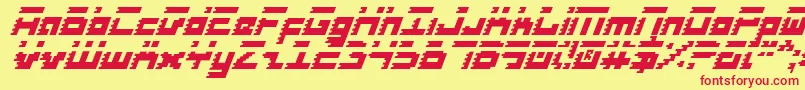 フォントRoidRageItalic – 赤い文字の黄色い背景