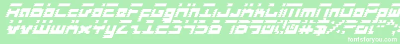 RoidRageItalic-fontti – valkoiset fontit vihreällä taustalla