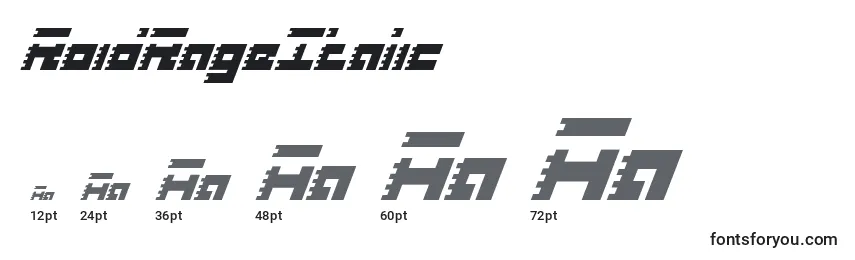 Размеры шрифта RoidRageItalic