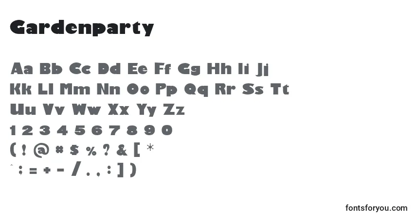 Czcionka Gardenparty – alfabet, cyfry, specjalne znaki