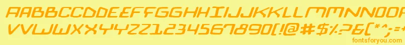 フォントBionicComicExpandedItalic – オレンジの文字が黄色の背景にあります。