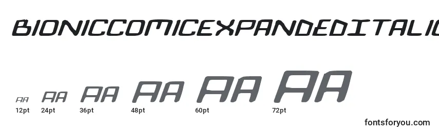 Размеры шрифта BionicComicExpandedItalic