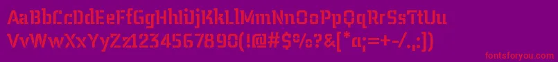 Midnightkernboystencil-Schriftart – Rote Schriften auf violettem Hintergrund