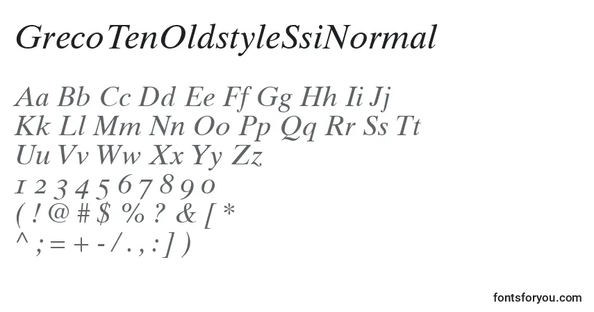 Czcionka GrecoTenOldstyleSsiNormal – alfabet, cyfry, specjalne znaki