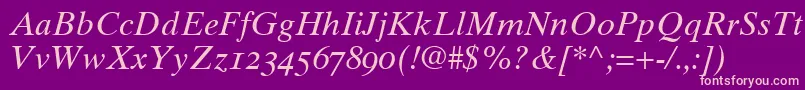 GrecoTenOldstyleSsiNormal Font – Pink Fonts on Purple Background