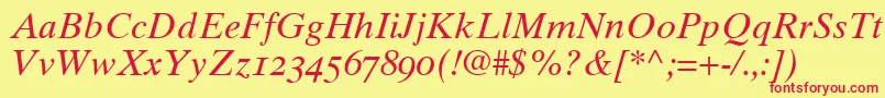 GrecoTenOldstyleSsiNormal Font – Red Fonts on Yellow Background