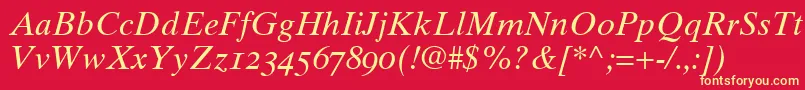 GrecoTenOldstyleSsiNormal Font – Yellow Fonts on Red Background