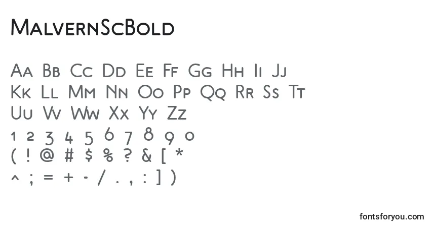 A fonte MalvernScBold – alfabeto, números, caracteres especiais