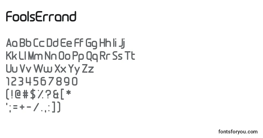 Czcionka FoolsErrand – alfabet, cyfry, specjalne znaki