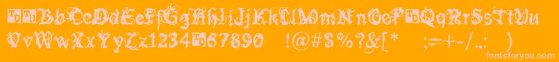 BokononTrialVersion-Schriftart – Rosa Schriften auf orangefarbenem Hintergrund