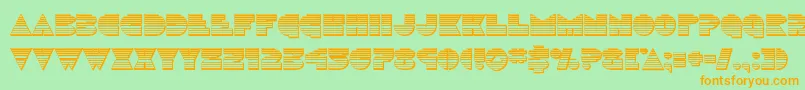 フォントDiscoduckchrome – オレンジの文字が緑の背景にあります。