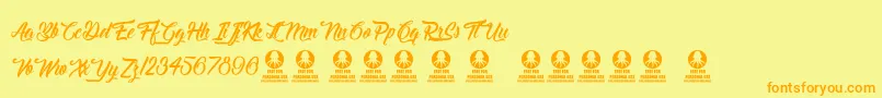 Delightful Font – Orange Fonts on Yellow Background