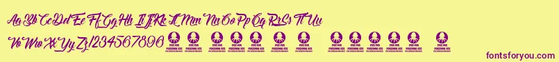 Delightful Font – Purple Fonts on Yellow Background