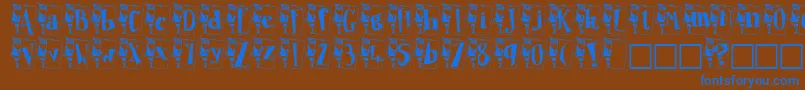 フォントPapan – 茶色の背景に青い文字