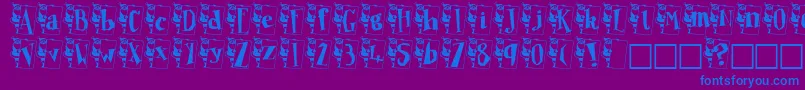 フォントPapan – 紫色の背景に青い文字