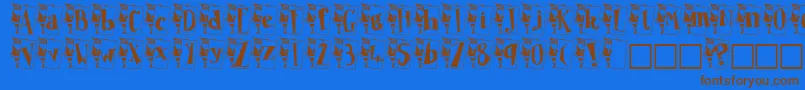 Papan-Schriftart – Braune Schriften auf blauem Hintergrund