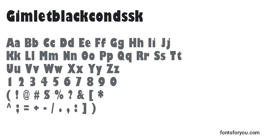 Шрифт Gimletblackcondssk – алфавит, цифры, специальные символы