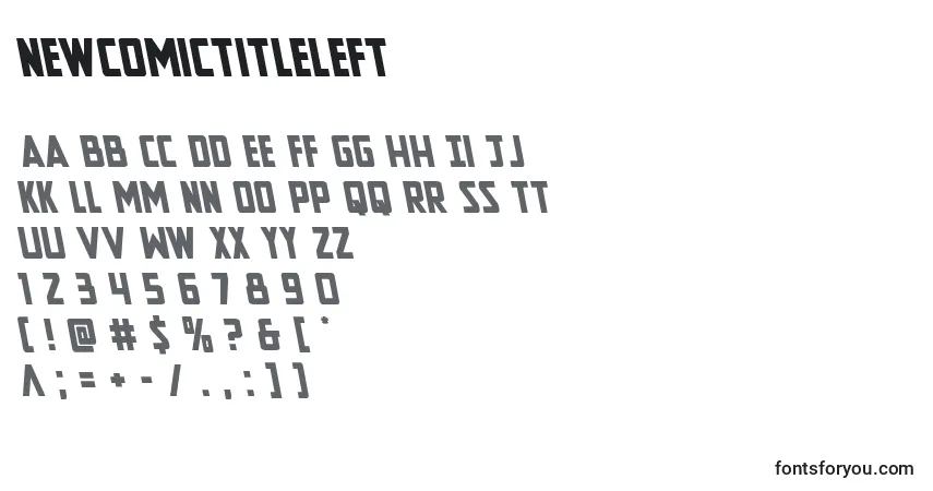 A fonte Newcomictitleleft – alfabeto, números, caracteres especiais