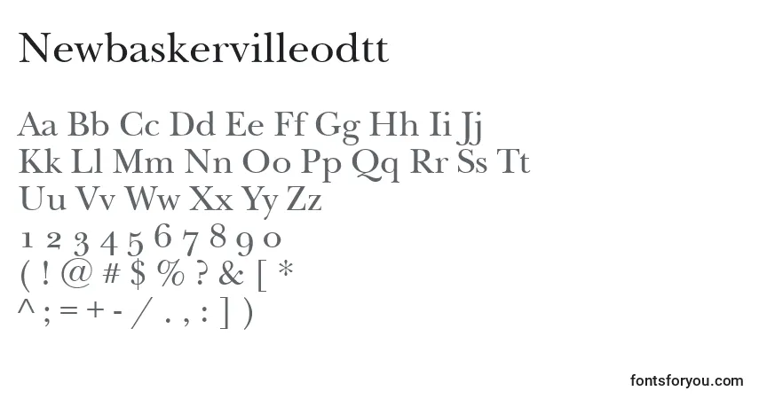 A fonte Newbaskervilleodtt – alfabeto, números, caracteres especiais