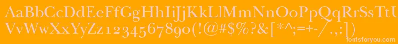 Newbaskervilleodtt-fontti – vaaleanpunaiset fontit oranssilla taustalla
