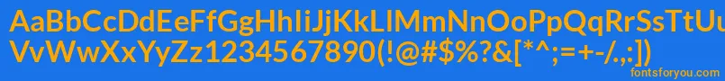LatoBold-Schriftart – Orangefarbene Schriften auf blauem Hintergrund