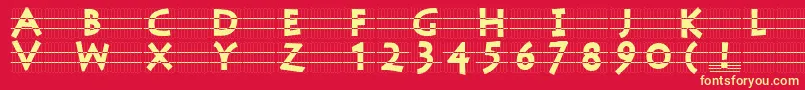 Stonecapsingrid-Schriftart – Gelbe Schriften auf rotem Hintergrund