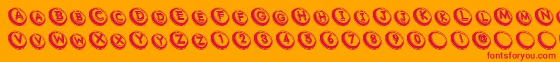 Comsrb-Schriftart – Rote Schriften auf orangefarbenem Hintergrund
