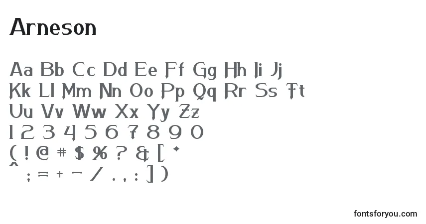 Schriftart Arneson – Alphabet, Zahlen, spezielle Symbole