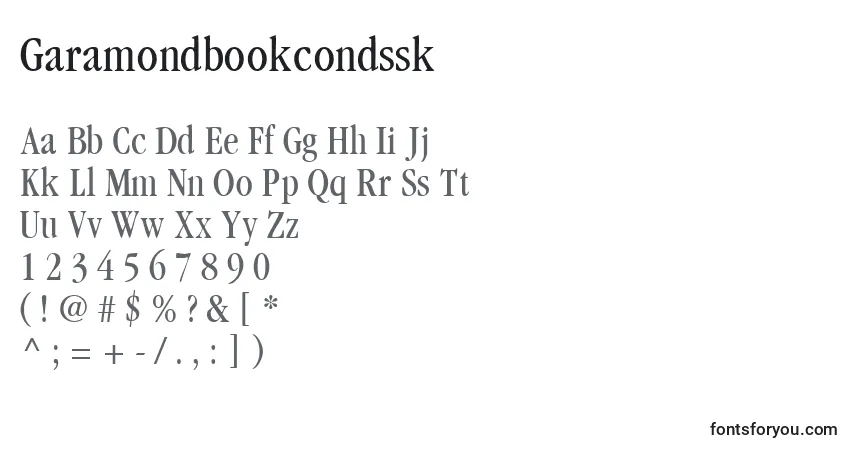 A fonte Garamondbookcondssk – alfabeto, números, caracteres especiais