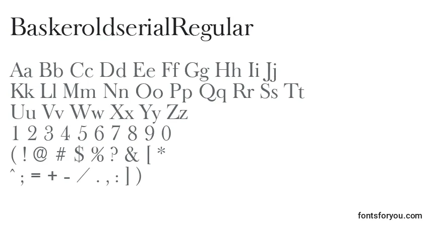 Czcionka BaskeroldserialRegular – alfabet, cyfry, specjalne znaki