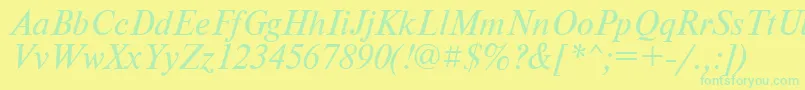 PtNewtonItalicCyrillic Font – Green Fonts on Yellow Background