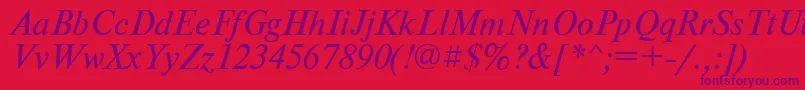 Czcionka PtNewtonItalicCyrillic – fioletowe czcionki na czerwonym tle