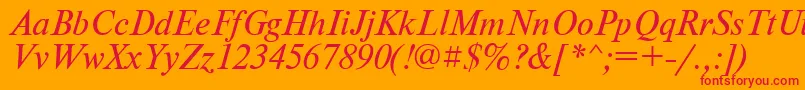 PtNewtonItalicCyrillic-Schriftart – Rote Schriften auf orangefarbenem Hintergrund